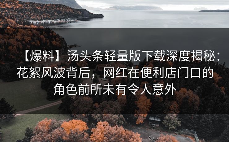 【爆料】汤头条轻量版下载深度揭秘：花絮风波背后，网红在便利店门口的角色前所未有令人意外